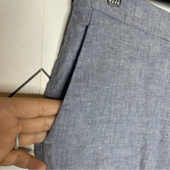 Theory | Thaniel Slim Cropped Chambray Linen Pull On Pants Blue Size 10 - Picture 5 of 14